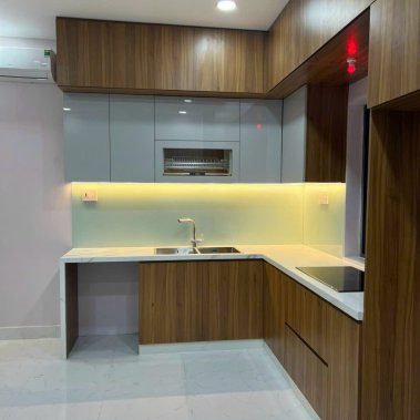 TỦ BẾP 103 - TỦ BẾP MDF MELAMINE VÂN GỖ PHỐI TRẮNG