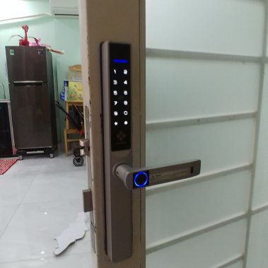 Khóa vân tay chống nước cửa nhôm xingfa, cửa sắt HUBERT HB CN68 Silver Gray