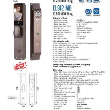 Khóa thông minh nhận diện khuôn mặt Face ID-3D Demax EL912 MB