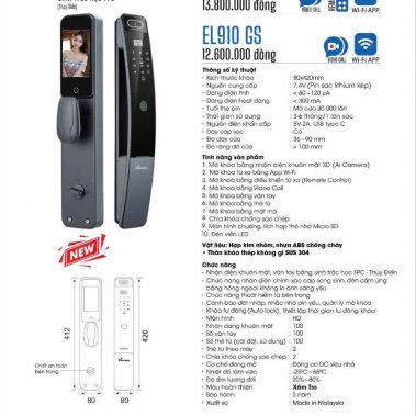 Khóa thông minh nhận diện khuôn mặt Face ID-3D Demax EL910 BN