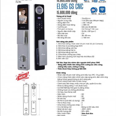 Khóa thông minh nhận diện khuôn mặt Face ID-3D Demax EL915 GS CNC / EL915 BN CNC