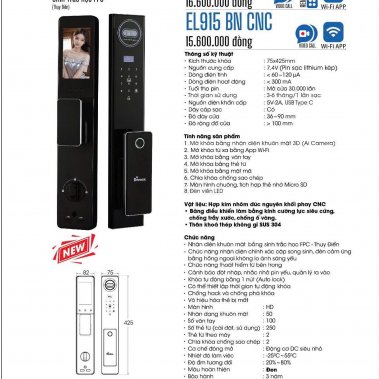 Khóa thông minh nhận diện khuôn mặt Face ID-3D Demax EL915 GS CNC / EL915 BN CNC