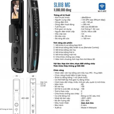 Khóa thông minh tự động màn hình chuông Demax SL818 MG - CN Đức