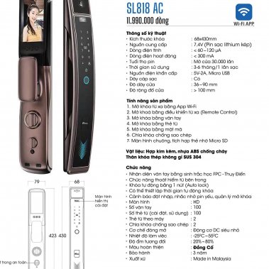 Khóa thông minh tự động màn hình chuông Demax SL818 AC