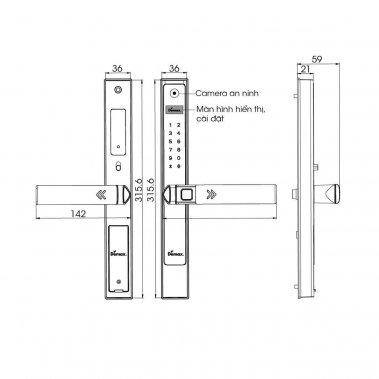 Khóa điện tử chống nước dùng cho cửa nhôm, sắt, inox Demax EL689 BN / GS