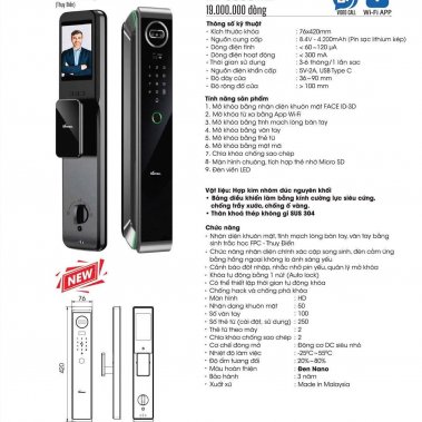 Khóa thông minh nhận diện khuôn mặt EL-C999 BN ( FACE ID -3D)