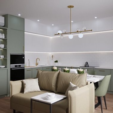 TỦ BẾP 134 CÁNH PHỦ MELAMINE TRĂNG XÁM