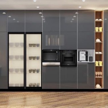 TỦ BẾP 85 - TỦ BẾP ACRYLIC MÀU XÁM