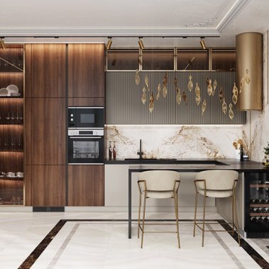 TỦ BẾP 133 CÁNH PHỐI NHỰA LAM SÓNG GIẢ GỖ