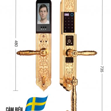 Khóa thông minh đại sảnh - tân cổ điển nhận diện khuôn mặt Face ID Demax SL986 Gold