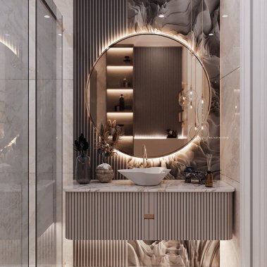 NỘI THẤT PHÒNG TẮM 08 - NHỰA PVC PHỦ MELAMINE MÀU XÁM