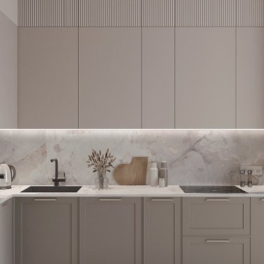 TỦ BẾP 137 GỖ MDF CÁNH PANEL KẾT HỢP MELAMINE