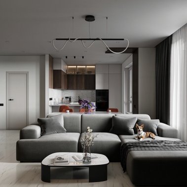 NỘI THẤT CĂN HỘ 34 - GỖ MDF PHỦ MELAMINE TONE XÁM KẾT HỢP VÂN GỖ