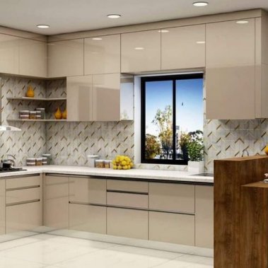 TỦ BẾP 41 - TỦ BẾP KỊCH TRẦN ACRYLIC MÀU NÂU