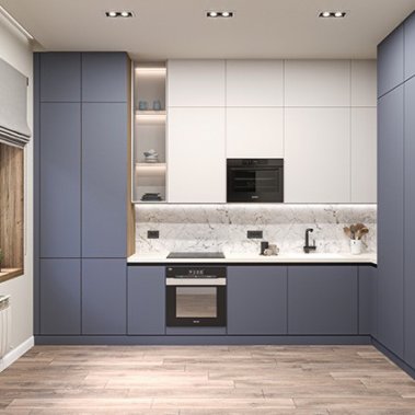 TỦ BẾP 130 LAMINATE CÁNH PANEL TONE XANH TRẮNG