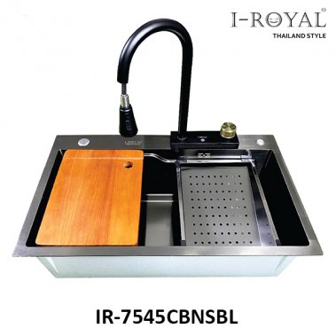 CHẬU RỬA CHÉN I-ROYAL 7545 1 HỘC INOX PHỦ NANO ĐEN IR-7545CBNSBL