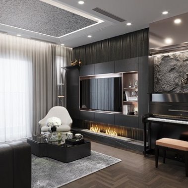 NỘI THẤT PHÒNG KHÁCH 30 - PHONG CÁCH HIỆN ĐẠI TONE MÀU XÁM