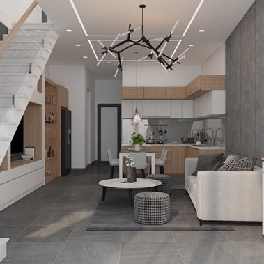 NỘI THẤT NHÀ PHỐ 02 - PHONG CÁCH HIỆN ĐẠI TONE TRẮNG XÁM KẾT HỢP VÂN GỖ