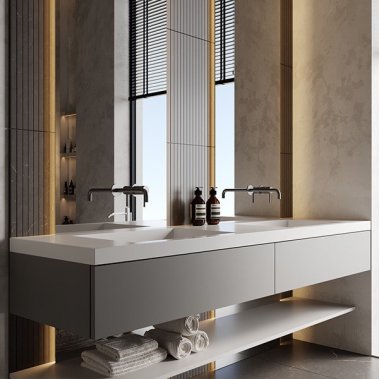 NỘI THẤT PHÒNG TẮM 03 - NHỰA PCV PHỦ MELAMINE MÀU XÁM