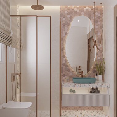 NỘI THẤT PHÒNG TẮM 06 - GỖ MDF KẾT HỢP ĐÁ TERRAZZO