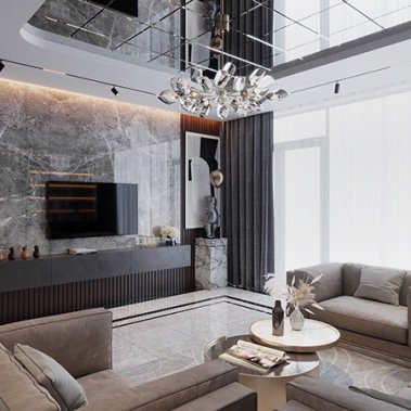 NỘI THẤT PHÒNG KHÁCH 33 - TONE MÀU XÁM