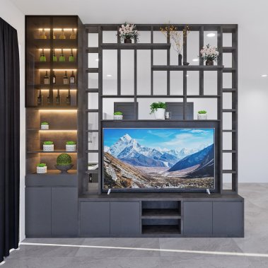 NỘI THẤT PHÒNG KHÁCH 18 - GỖ MDF PHỦ MELAMINE MÀU XÁM