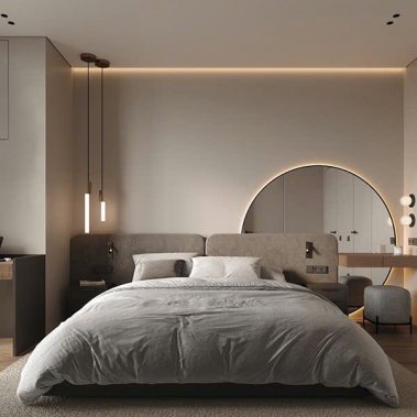 NỘI THẤT CĂN HỘ 37 - CĂN HỘ 2 PHÒNG NGỦ TONE MÀU XÁM KẾT HỢP VÂN GỖ VÀ BE