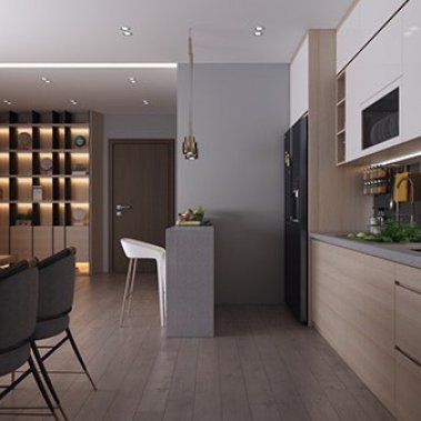 TỦ BẾP 62 - TỦ BẾP GỖ MDF CÁNH PANEL