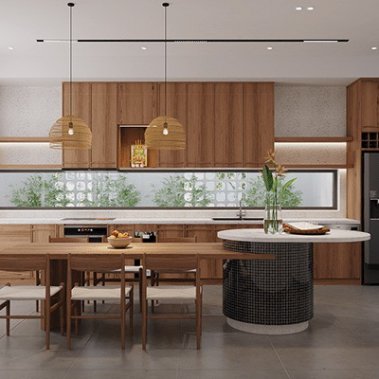 TỦ BẾP 110 - TỦ BẾP MELAMINE VÂN GỖ 