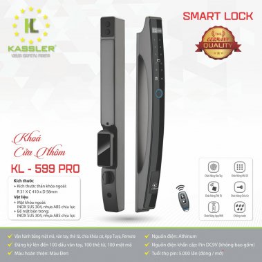 Khóa vân tay cửa nhôm Kassler KL-599 Pro App Wifi
