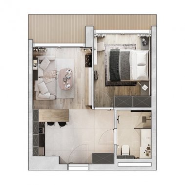 NỘI THẤT CĂN HỘ 30m² PHONG CÁCH HIỆN ĐẠI