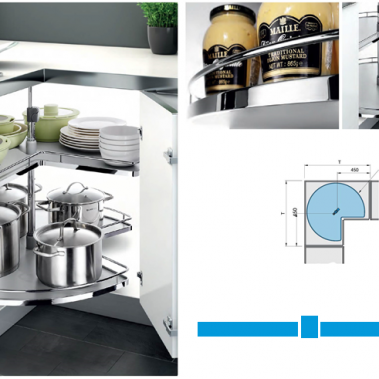 Mâm xoay 3/4 đáy gỗ 900mm – Crom (101112) – Higold