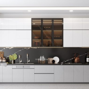 TỦ BẾP 26 - TỦ BẾP CHỮ I GỖ MDF ĐẸP