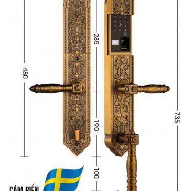 Khóa đại sảnh biệt thự vân tay Demax EL888 GB BRASS - App Wifi