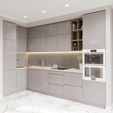 TỦ BẾP 55 - TỦ BẾP KỊCH TRẦN ACRYLIC MÀU XÁM