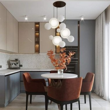 TỦ BẾP 76 - TỦ BẾP MELAMINE MÀU NÂU PHỐI XÁM NHẠT