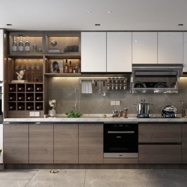 TỦ BẾP 18 - TỦ BẾP KẾT HỢP TỦ RƯỢU