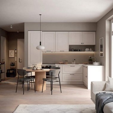 TỦ BẾP 79 - TỦ BẾP MDF CÁNH PANEL SƠN TRẮNG