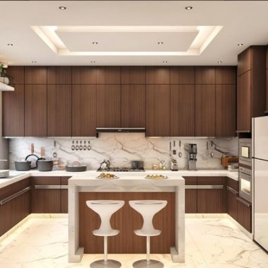 TỦ BẾP 20 - CHỮ U VÂN GỖ LAMINATE