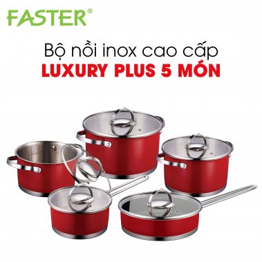 Bộ nồi luxury plus 5 món màu đỏ