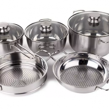 Bộ Nồi Inox Cao Cấp 5 Chiếc Fivestar (Nắp Kính)