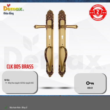Khóa cửa chính Demax CL805 Brass đồng thau nguyên chất