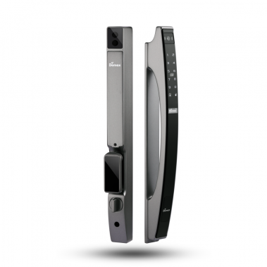 Khóa cửa nhôm xingfa nhận diện khuôn mặt Face ID 3D Demax EL902 AG REMOTE (Xám nhôm)