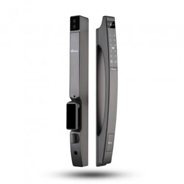 Khóa cửa nhôm xingfa nhận diện khuôn mặt Face ID 3D Demax EL902 GS REMOTE (Xám Ánh Sao)