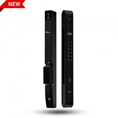 Khóa vân tay cửa nhôm Demax EL998 BN CNC Face ID, Camera chuông hình chống nước của Đức, màu đen