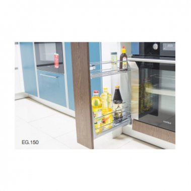 Kệ gia vị inox nan tròn ray giảm chấn gắn liền - bánh xe chống rung Eurogold EG150