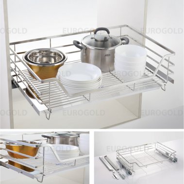 Kệ xoong nồi inox mờ cao cấp, gắn cánh âm tủ Eurogold EP60B