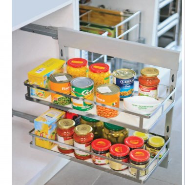 Kệ đựng gia vị nan dẹt 2 tầng ray hông Grob (GM-230L; GM-230R)