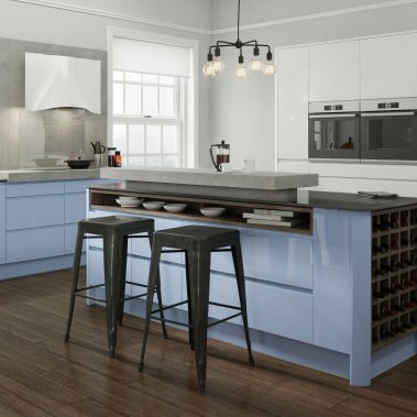 Nội thất bếp McQueen ván An Cường Trắng Xanh