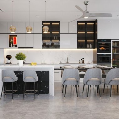 TỦ BẾP 05 - TỦ BẾP MÀU TRẮNG HIỆN ĐẠI